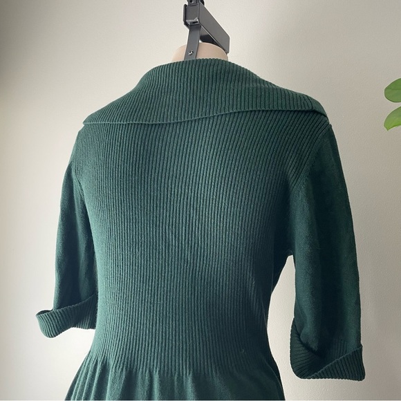 Jones & Co Angora Rabbit Hair Blend Cowl Neck Sweater Dress Green Size Medium - Picture 4 of 9